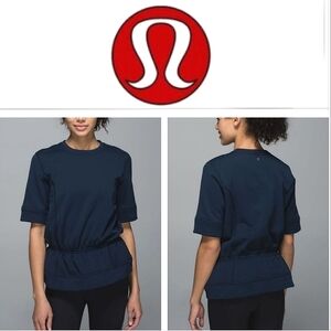 Lululemon Peplum Pullover Polartec Sweatshirt in Inkwell Blue Sz 6 S-M